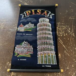 Pisa Italy Decorative Souvenir Wall Hanging 12x20 Leaning Tower & Piazza Dei Emb